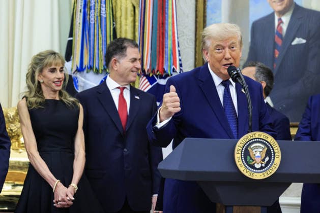 President Donald Trumps speaks on the first day of trading for Trump Accounts in the Oval Office of the White House in Washington, DC on Monday, July 6, 2026. Trump Accounts grant eligible US children born between 2026 and 2028 $1000.00 to fund starter IRAs.  WASP20260706108 SHAWNxTHEW