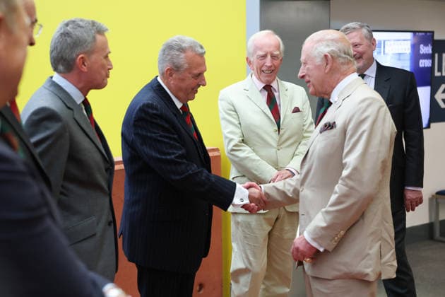 King Charles visits the Royal Tank Regiment s Families Day BOVINGTON, DORSET - JULY 06: King Charles III meets former RTR and museum staff in the exhibition hall during The Royal Tank Regiment s Families Day at the Tank Museum on July 06, 2026 in Bovington, Dorset. (Photo by Chris Jackson Getty Images)King Charles visits the Royal Tank Regiment s Families Day at the Tank Museum, Bovington, Dorset, UK, on the 6th July 2026. Picture by Chris Jackson WPA-Pool Bovington Tank Museum Dorset United Kingdom  WHA-0830