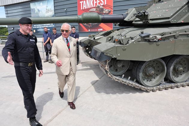 King Charles visits the Royal Tank Regiment s Families Day BOVINGTON, DORSET - JULY 06: King Charles III views a Challenger 3 Main Battle Tank during The Royal Tank Regiment s Families Day at the Tank Museum on July 06, 2026 in Bovington, Dorset. (Photo by Chris Jackson Getty Images)King Charles visits the Royal Tank Regiment s Families Day at the Tank Museum, Bovington, Dorset, UK, on the 6th July 2026. Picture by Chris Jackson WPA-Pool Bovington Tank Museum Dorset United Kingdom  WHA-0830