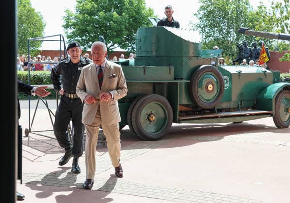 King Charles visits the Royal Tank Regiment s Families Day BOVINGTON, DORSET - JULY 06: King Charles III arrives in a 1920s Rolls-Royce Armoured Car during The Royal Tank Regiment s Families Day at the Tank Museum on July 06, 2026 in Bovington, Dorset. (Photo by Chris Jackson Getty Images)King Charles visits the Royal Tank Regiment s Families Day at the Tank Museum, Bovington, Dorset, UK, on the 6th July 2026. Picture by Chris Jackson WPA-Pool Bovington Tank Museum Dorset United Kingdom  WHA-0830