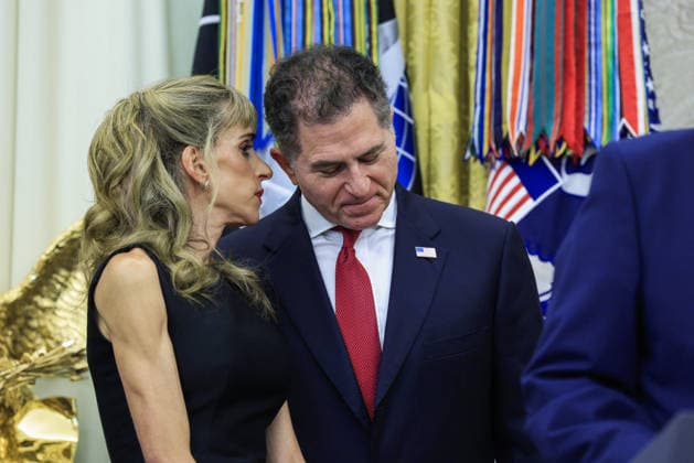 Investor Michael Dell (C) and his wife Susan Dell (L) look on as US President Donald J. Trump speaks on the first day of trading for Trump Accounts in the Oval Office of the White House in Washington, DC, on Monday, July 6, 2026. Trump Accounts grant eligible US children born between 2026 and 2028 $1000.00 to fund starter IRAs.  WASP20260706112 SHAWNxTHEW