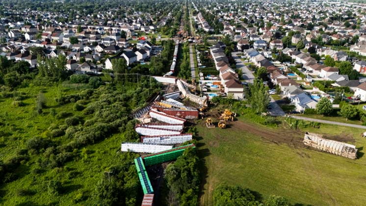 July 6, 2026, Repentigny, Que., Pq, CANADA: Crews clean up a derailed cargo train in Repentigny, Que., on Monday, July 6, 2026. Repentigny, Que. CANADA  - ZUMAc35_ 20260706_zaf_c35_003 Copyright: xChristopherxKatsarovx