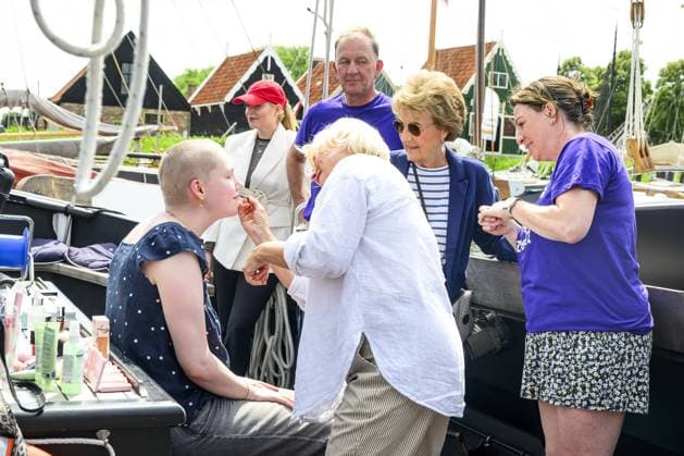 Enkhuizen, The Netherlands, 2026-07-06 15:23:26 ENKHUIZEN , 06-07-2026, Zuiderzeemuseum Princess Margriet visits the Zuiderzeevaart sailing camp of the Foundation for Children s Oncological Holiday Camps (SKOV) in Enkhuizen. Since 1986, the SKOV has organized several holiday camps and a family day annually for children with cancer and is celebrating its 40th anniversary this year. PHOTO: NLBeeld Patrick van Emst Credit: NL Beeld Patrick van Emst  Copyright: xx x