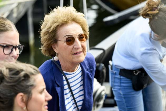 Enkhuizen, The Netherlands, 2026-07-06 15:28:03 ENKHUIZEN , 06-07-2026, Zuiderzeemuseum Princess Margriet visits the Zuiderzeevaart sailing camp of the Foundation for Children s Oncological Holiday Camps (SKOV) in Enkhuizen. Since 1986, the SKOV has organized several holiday camps and a family day annually for children with cancer and is celebrating its 40th anniversary this year. PHOTO: NLBeeld Patrick van Emst Credit: NL Beeld Patrick van Emst  Copyright: xx x