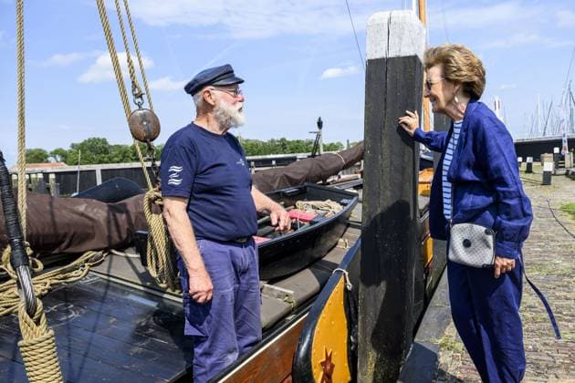 Enkhuizen, The Netherlands, 2026-07-06 15:58:37 ENKHUIZEN , 06-07-2026, Zuiderzeemuseum Princess Margriet visits the Zuiderzeevaart sailing camp of the Foundation for Children s Oncological Holiday Camps (SKOV) in Enkhuizen. Since 1986, the SKOV has organized several holiday camps and a family day annually for children with cancer and is celebrating its 40th anniversary this year. PHOTO: NLBeeld Patrick van Emst Credit: NL Beeld Patrick van Emst  Copyright: xx x
