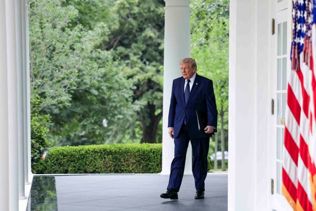 US President Donald J. Trump walks from the Oval Office to deliver remarks on Trump Accounts at a Rose Garden Club luncheron at the White House in Washington, DC on Monday, July 6, 2026. Trump Accounts grant eligible US children born between 2026 and 2028 $1000.00 to fund starter IRA.  WASP20260706151 SHAWNxTHEW