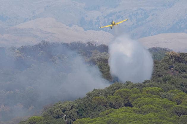 A wildfire in Grazalema, Cádiz, forces the evacuation of the Hotel Fuerte and triggers Emergency Phase 1. Aerial resources from the Infoca Plan are working to extinguish the wildfire in Grazalema. July 6, 2026, in Grazalema, Cádiz, Andalusia, Spain A dozen aerial resources, including helicopters and airplanes, are working to extinguish the wildfire that broke out in the municipality of Grazalema, Cádiz, specifically in the El Alamillo area, which has forced the evacuation of the Hotel Fuerte and led to the emergency phase being raised to Operational Phase 1. July 6, 2026 Joaquí Grazalema, Cádiz, Andalusia, Spain Grazalema, Cádiz, Andalusia, Spain Spain  Copyright: xJoaquinxCorcherox 7649944