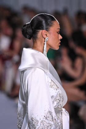PFW - Tamara Ralph Runway in Paris FA A model walks the runway the Autumn-Winter 2027 2028 couture collection by Tamara Ralph during the Paris Fashion Week, on July 6, 2026. Photo by Firas Abdullah ABACAPRESS.COM Paris Ile-de-France France  Copyright: xAbdullahxFiras ABACAx