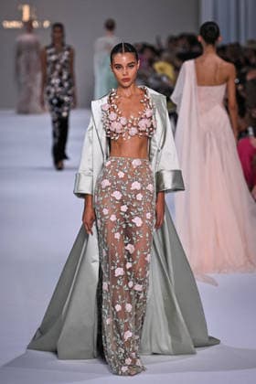 PFW - Tamara Ralph Runway in Paris FA A model walks the runway the Autumn-Winter 2027 2028 couture collection by Tamara Ralph during the Paris Fashion Week, on July 6, 2026. Photo by Firas Abdullah ABACAPRESS.COM Paris Ile-de-France France  Copyright: xAbdullahxFiras ABACAx