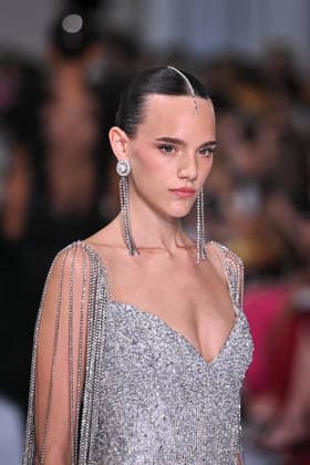 PFW - Tamara Ralph Runway in Paris FA A model walks the runway the Autumn-Winter 2027 2028 couture collection by Tamara Ralph during the Paris Fashion Week, on July 6, 2026. Photo by Firas Abdullah ABACAPRESS.COM Paris Ile-de-France France  Copyright: xAbdullahxFiras ABACAx