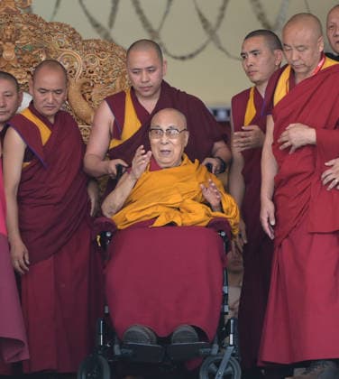 LEH, INDIA - JULY 6: Tibetan Spiritual leader the 14th Dalai Lama, Tenzin Gyatso, during an event organized as part of his 91th Birthday celebrations, at Choglamsar on July 6, 2026 in Leh, India. (Photo by Waseem Andrabi Hindustan Times) Buddhist Community In Leh Celebrates 91st Birthday Of Tibetan Spiritual Leader The 91st Birthday Of His Holiness The Dalai Lama