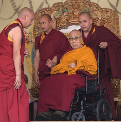 LEH, INDIA - JULY 6: Tibetan Spiritual leader the 14th Dalai Lama, Tenzin Gyatso, during an event organized as part of his 91th Birthday celebrations, at Choglamsar on July 6, 2026 in Leh, India. (Photo by Waseem Andrabi Hindustan Times) Buddhist Community In Leh Celebrates 91st Birthday Of Tibetan Spiritual Leader The 91st Birthday Of His Holiness The Dalai Lama