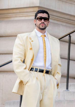 July 6, 2026, Paris, Fra, France: Bad Bunny arrive for Schiaparelli show during Haute Couture in Paris. Paris France - ZUMAv140 20260706_zip_v140_006 Copyright: xReginaxVoroninax