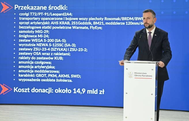 RECORD DATE NOT STATED !!!! NO RUSSIA !!!! 06.07.2026 KONFERENCJA PRASOWA MINISTRA OBRONY NARODOWEJ I WICEPREMIERA --- Press conference by the Polish Minister of National Defence and the Polish Deputy Prime Minister regarding support for Ukraine WLADYSLAW KOSINIAK KAMYSZ W SPRAWIE WSPARCIA UKRAINY SPRZET WOJSKOWY WOJSKO DONACJE DONACJA DLA UKRAINY FOT DAMIAN BURZYKOWSKI NEWSPIX.PL NEWSPIX.PL --- newspix.pl 