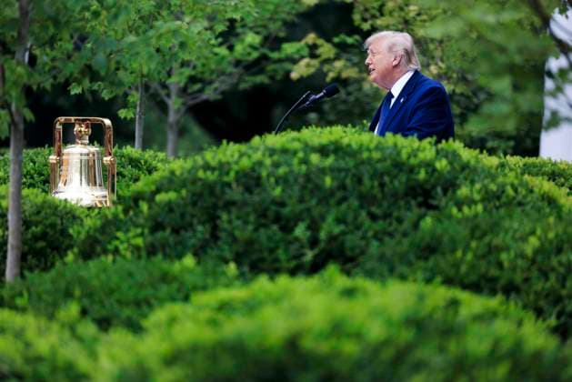 US President Donald J. Trump delivers remarks on Trump Accounts at a Rose Garden Club luncheon at the White House in Washington, DC, USA, 06 July 2026. Trump Accounts grant eligible US children born between 2026 and 2028 $1000.00 to fund starter IRAs. Copyright: xShawnxThewx xPoolxviaxCNPx MediaPunchx