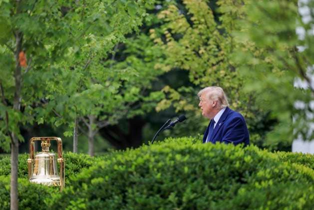 US President Donald J. Trump delivers remarks on Trump Accounts at a Rose Garden Club luncheon at the White House in Washington, DC, USA, 06 July 2026. Trump Accounts grant eligible US children born between 2026 and 2028 $1000.00 to fund starter IRAs. Copyright: xShawnxThewx xPoolxviaxCNPx MediaPunchx