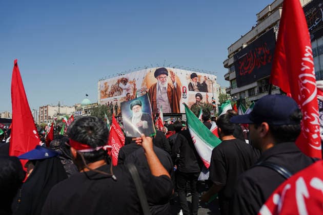 Tehran Funeral Procession For Khamenei Mourners take part in the funeral procession of Iran s slain supreme leader Ali Khamenei and his family members in Tehran, Iran, July 6, 2026. Vast crowds gathered for the funeral procession of Iran s slain supreme leader Ali Khamenei in Tehran on July 6, with authorities estimating millions were on the streets in numbers that could rival those of his predecessor s farewell nearly four decades ago. Tehran Tehran Iran Copyright: xArezoox