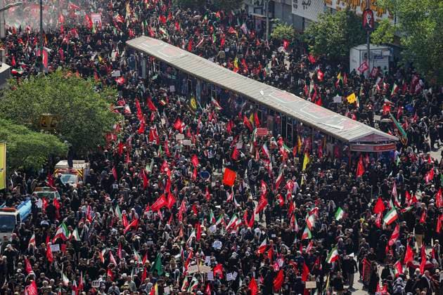 Tehran Funeral Procession For Khamenei Mourners take part in the funeral procession of Iran s slain supreme leader Ali Khamenei and his family members in Tehran, Iran, July 6, 2026. Vast crowds gathered for the funeral procession of Iran s slain supreme leader Ali Khamenei in Tehran on July 6, with authorities estimating millions were on the streets in numbers that could rival those of his predecessor s farewell nearly four decades ago. Tehran Tehran Iran Copyright: xArezoox
