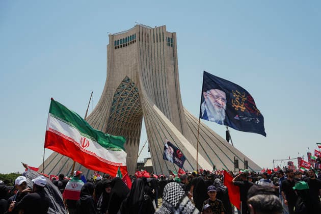 Tehran Funeral Procession For Khamenei Mourners take part in the funeral procession of Iran s slain supreme leader Ali Khamenei and his family members in Tehran, Iran, July 6, 2026. Vast crowds gathered for the funeral procession of Iran s slain supreme leader Ali Khamenei in Tehran on July 6, with authorities estimating millions were on the streets in numbers that could rival those of his predecessor s farewell nearly four decades ago. Tehran Tehran Iran Copyright: xArezoox