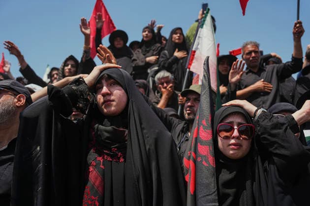 Tehran Funeral Procession For Khamenei Mourners take part in the funeral procession of Iran s slain supreme leader Ali Khamenei and his family members in Tehran, Iran, July 6, 2026. Vast crowds gathered for the funeral procession of Iran s slain supreme leader Ali Khamenei in Tehran on July 6, with authorities estimating millions were on the streets in numbers that could rival those of his predecessor s farewell nearly four decades ago. Tehran Tehran Iran Copyright: xArezoox