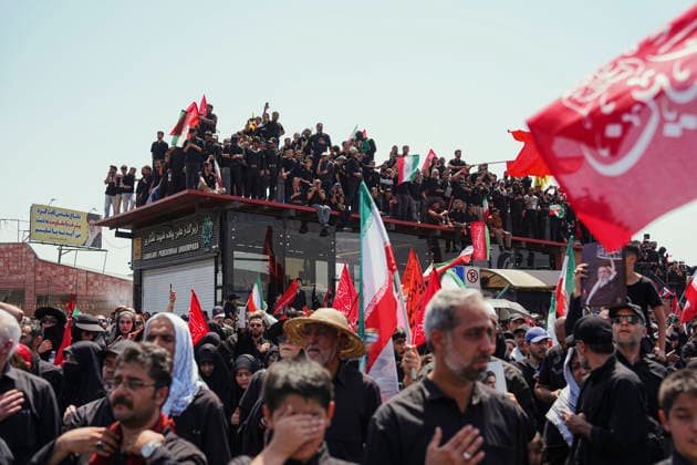 Tehran Funeral Procession For Khamenei Mourners take part in the funeral procession of Iran s slain supreme leader Ali Khamenei and his family members in Tehran, Iran, July 6, 2026. Vast crowds gathered for the funeral procession of Iran s slain supreme leader Ali Khamenei in Tehran on July 6, with authorities estimating millions were on the streets in numbers that could rival those of his predecessor s farewell nearly four decades ago. Tehran Tehran Iran Copyright: xArezoox