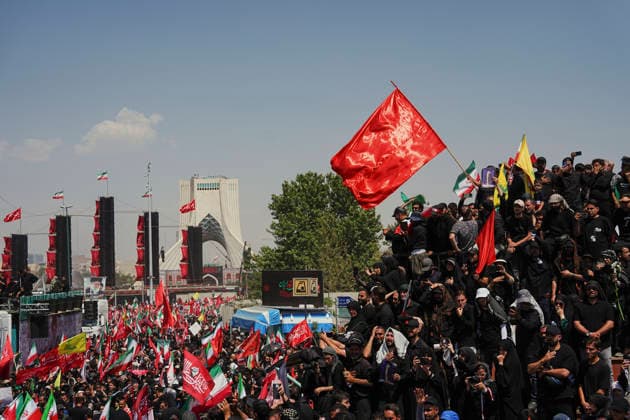 Tehran Funeral Procession For Khamenei Mourners take part in the funeral procession of Iran s slain supreme leader Ali Khamenei and his family members in Tehran, Iran, July 6, 2026. Vast crowds gathered for the funeral procession of Iran s slain supreme leader Ali Khamenei in Tehran on July 6, with authorities estimating millions were on the streets in numbers that could rival those of his predecessor s farewell nearly four decades ago. Tehran Tehran Iran Copyright: xArezoox