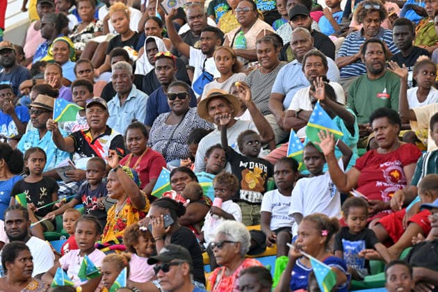 ANTHONY ALBANESE PACIFIC ISLANDS VISIT, Locals watch festivities during Independence Day celebrations at National Stadium in Honiara, Solomon Islands, Tuesday, July 7, 2026. ( NO ARCHIVING HONIARA SOLOMON ISLANDS  Copyright: xMICKxTSIKASx 20260707167701630737