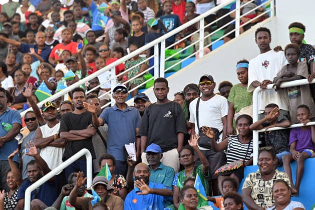 ANTHONY ALBANESE PACIFIC ISLANDS VISIT, Locals watch festivities during Independence Day celebrations at National Stadium in Honiara, Solomon Islands, Tuesday, July 7, 2026. ( NO ARCHIVING HONIARA SOLOMON ISLANDS  Copyright: xMICKxTSIKASx 20260707190324493513