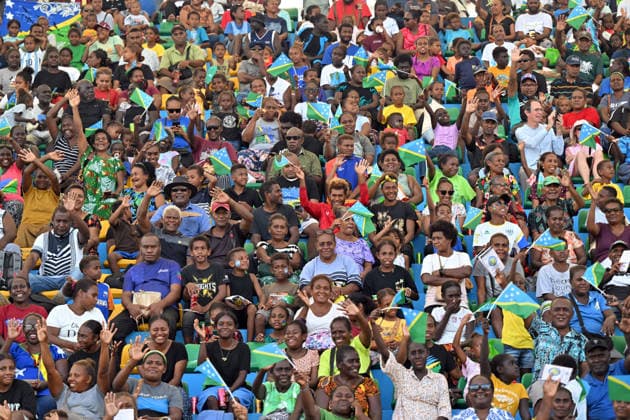 ANTHONY ALBANESE PACIFIC ISLANDS VISIT, Locals watch festivities during Independence Day celebrations at National Stadium in Honiara, Solomon Islands, Tuesday, July 7, 2026. ( NO ARCHIVING HONIARA SOLOMON ISLANDS  Copyright: xMICKxTSIKASx 20260707174411981887
