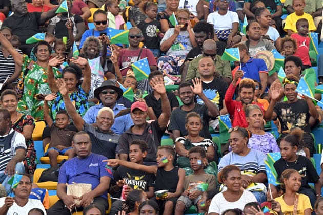 ANTHONY ALBANESE PACIFIC ISLANDS VISIT, Locals watch festivities during Independence Day celebrations at National Stadium in Honiara, Solomon Islands, Tuesday, July 7, 2026. ( NO ARCHIVING HONIARA SOLOMON ISLANDS  Copyright: xMICKxTSIKASx 20260707186901409800