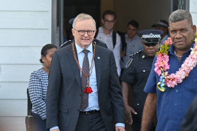 ANTHONY ALBANESE PACIFIC ISLANDS VISIT, Australia™s Prime Minister Anthony Albanese arrives to watch festivities during Independence Day celebrations at National Stadium in Honiara, Solomon Islands, Tuesday, July 7, 2026. ( NO ARCHIVING HONIARA SOLOMON ISLANDS  Copyright: xMICKxTSIKASx 20260707198428990182