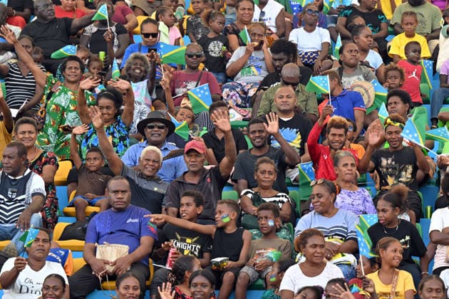 ANTHONY ALBANESE PACIFIC ISLANDS VISIT, Locals watch festivities during Independence Day celebrations at National Stadium in Honiara, Solomon Islands, Tuesday, July 7, 2026. ( NO ARCHIVING HONIARA SOLOMON ISLANDS  Copyright: xMICKxTSIKASx 20260707154342675508