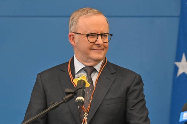 ANTHONY ALBANESE PACIFIC ISLANDS VISIT, Australia™s Prime Minister Anthony Albanese at a press conference in Honiara, Solomon Islands, Tuesday, July 7, 2026. ( NO ARCHIVING HONIARA SOLOMON ISLANDS  Copyright: xMICKxTSIKASx 20260707146187734869