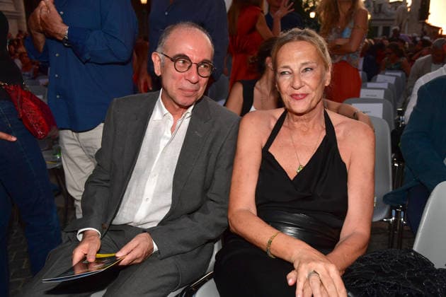IPA86455691 - Rome, Piazza del Campidoglio: Nicola Piovani’s Tribute Concert to Ennio Morricone. Pictured: Giuseppe Tornatore and Roberta Pacetti  Copyright: xVincenzoxLandix xVincenzoxLandix 86455691