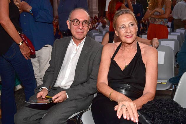 IPA86455694 - Rome, Piazza del Campidoglio: Nicola Piovani’s Tribute Concert to Ennio Morricone. Pictured: Giuseppe Tornatore and Roberta Pacetti  Copyright: xVincenzoxLandix xVincenzoxLandix 86455694
