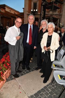 IPA86455679 - Rome, Piazza del Campidoglio: Nicola Piovani’s Tribute Concert to Ennio Morricone. Pictured: Walter Veltroni, Maria Travia, Giuseppe Tornatore, Luigi Lanzillotta  Copyright: xVincenzoxLandix xVincenzoxLandix 86455679