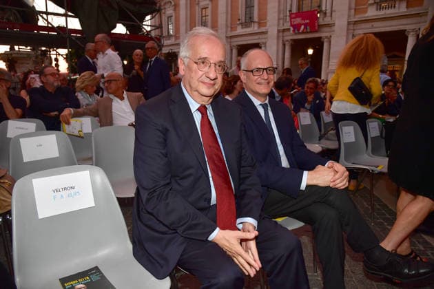 IPA86455733 - Rome, Piazza del Campidoglio: Nicola Piovani’s Tribute Concert to Ennio Morricone. Pictured: Walter Veltroni and Roberto Gualtieri  Copyright: xVincenzoxLandix xVincenzoxLandix 86455733