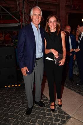 IPA86455770 - Rome, Piazza del Campidoglio: Nicola Piovani’s Tribute Concert to Ennio Morricone. Pictured: Giovanni Malago and Elena Vaccarella  Copyright: xVincenzoxLandix xVincenzoxLandix 86455770