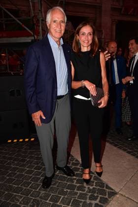 IPA86455772 - Rome, Piazza del Campidoglio: Nicola Piovani’s Tribute Concert to Ennio Morricone. Pictured: Giovanni Malago and Elena Vaccarella  Copyright: xVincenzoxLandix xVincenzoxLandix 86455772