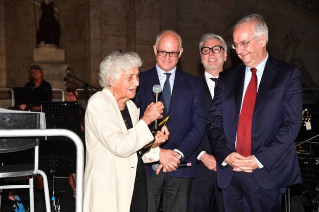 IPA86455783 - Rome, Piazza del Campidoglio: Nicola Piovani’s Tribute Concert to Ennio Morricone. Pictured: Maria Travia, Federico Mollicone, Walter Veltroni, Roberto Gualtieri  Copyright: xVincenzoxLandix xVincenzoxLandix 86455783