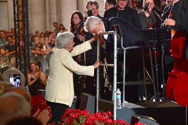 IPA86455807 - Rome, Piazza del Campidoglio: Nicola Piovani’s Tribute Concert to Ennio Morricone. Pictured: Maria Travia and Nicola Piovani  Copyright: xVincenzoxLandix xVincenzoxLandix 86455807