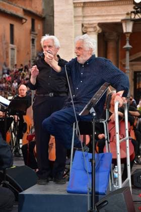 IPA86455618 - Rome, Piazza del Campidoglio: Nicola Piovani’s Tribute Concert to Ennio Morricone. Pictured: Nicola Piovani and Luigi Lanzillotta  Copyright: xVincenzoxLandix xVincenzoxLandix 86455618