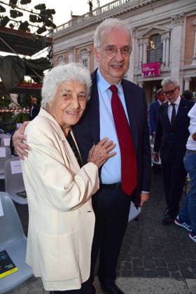 IPA86455667 - Rome, Piazza del Campidoglio: Nicola Piovani’s Tribute Concert to Ennio Morricone. Pictured: Walter Veltroni and Maria Travia  Copyright: xVincenzoxLandix xVincenzoxLandix 86455667