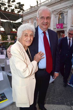 IPA86455669 - Rome, Piazza del Campidoglio: Nicola Piovani’s Tribute Concert to Ennio Morricone. Pictured: Walter Veltroni and Maria Travia  Copyright: xVincenzoxLandix xVincenzoxLandix 86455669
