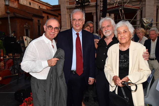 IPA86455677 - Rome, Piazza del Campidoglio: Nicola Piovani’s Tribute Concert to Ennio Morricone. Pictured: Walter Veltroni, Maria Travia, Giuseppe Tornatore, Luigi Lanzillotta  Copyright: xVincenzoxLandix xVincenzoxLandix 86455677