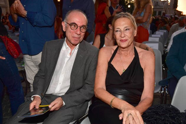 IPA86455690 - Rome, Piazza del Campidoglio: Nicola Piovani’s Tribute Concert to Ennio Morricone. Pictured: Giuseppe Tornatore and Roberta Pacetti  Copyright: xVincenzoxLandix xVincenzoxLandix 86455690