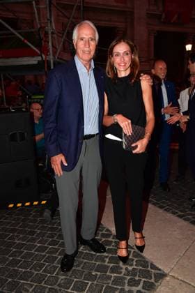 IPA86455746 - Rome, Piazza del Campidoglio: Nicola Piovani’s Tribute Concert to Ennio Morricone. Pictured: Giovanni Malago and Elena Vaccarella  Copyright: xVincenzoxLandix xVincenzoxLandix 86455746