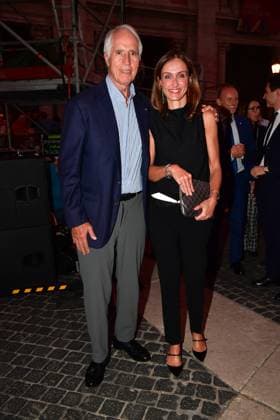IPA86455762 - Rome, Piazza del Campidoglio: Nicola Piovani’s Tribute Concert to Ennio Morricone. Pictured: Giovanni Malago and Elena Vaccarella  Copyright: xVincenzoxLandix xVincenzoxLandix 86455762