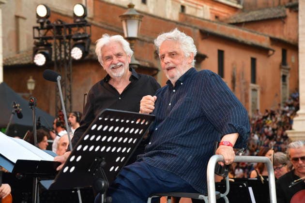 IPA86455615 - Rome, Piazza del Campidoglio: Nicola Piovani’s Tribute Concert to Ennio Morricone. Pictured: Nicola Piovani and Luigi Lanzillotta  Copyright: xVincenzoxLandix xVincenzoxLandix 86455615