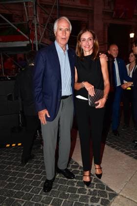 IPA86455741 - Rome, Piazza del Campidoglio: Nicola Piovani’s Tribute Concert to Ennio Morricone. Pictured: Giovanni Malago and Elena Vaccarella  Copyright: xVincenzoxLandix xVincenzoxLandix 86455741